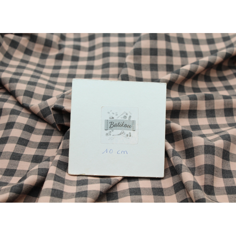 Coton vichy chiné vieux rose carreaux 10mm