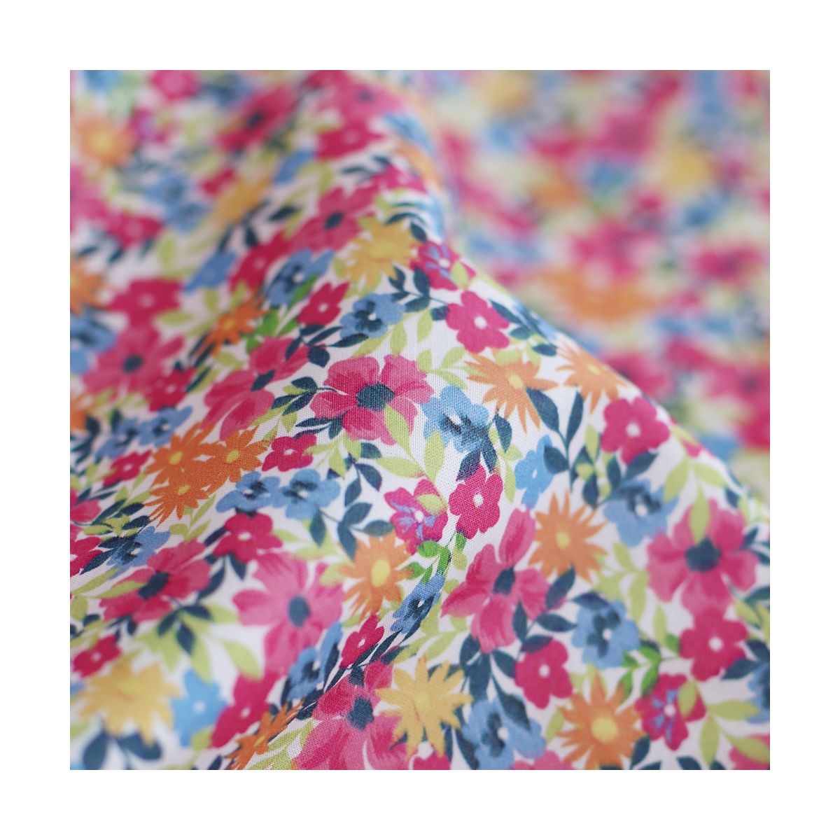 copy of Suzy - Batiste de coton douce à imprimé fleuri bleu