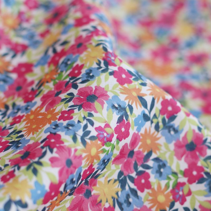 copy of Suzy - Batiste de coton douce à imprimé fleuri bleu