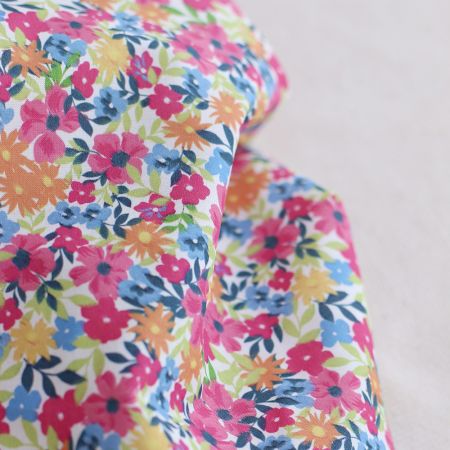 copy of Suzy - Batiste de coton douce à imprimé fleuri bleu