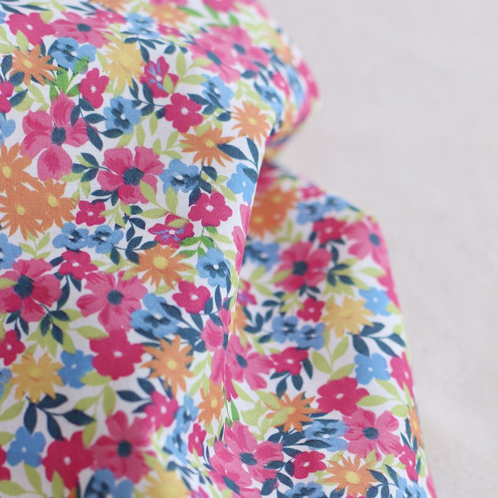 copy of Suzy - Batiste de coton douce à imprimé fleuri bleu