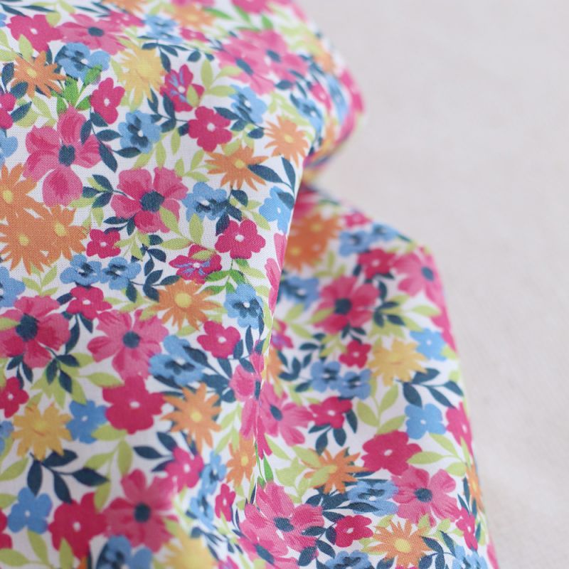 copy of Suzy - Batiste de coton douce à imprimé fleuri bleu