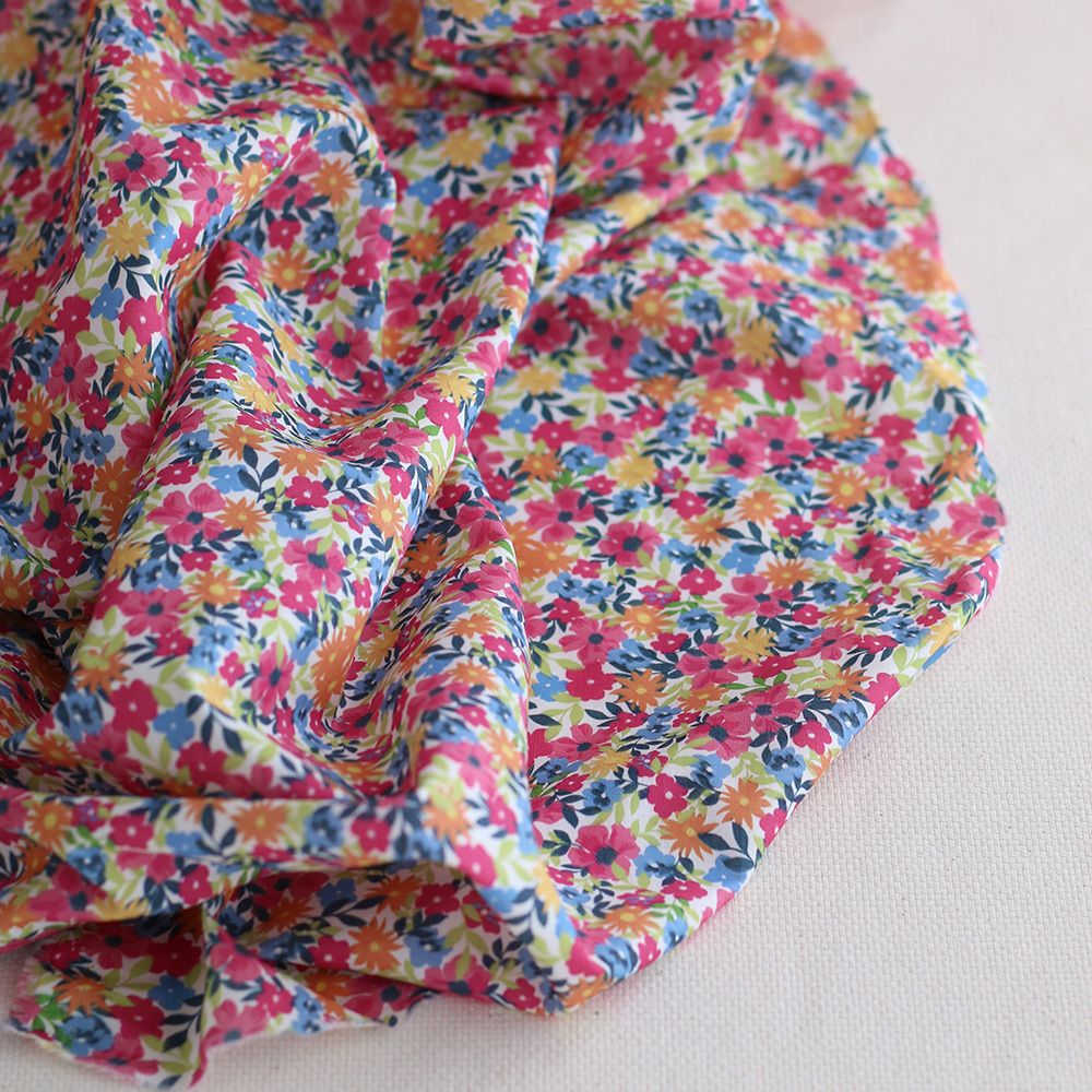 copy of Suzy - Batiste de coton douce à imprimé fleuri bleu