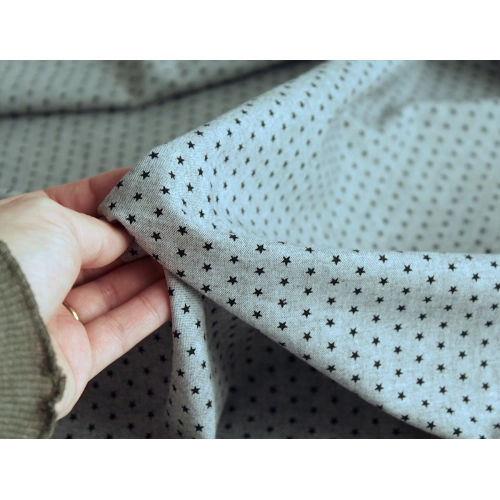 Chambray coton coloris gris chiné à motif étoiles Batikou - 1 2