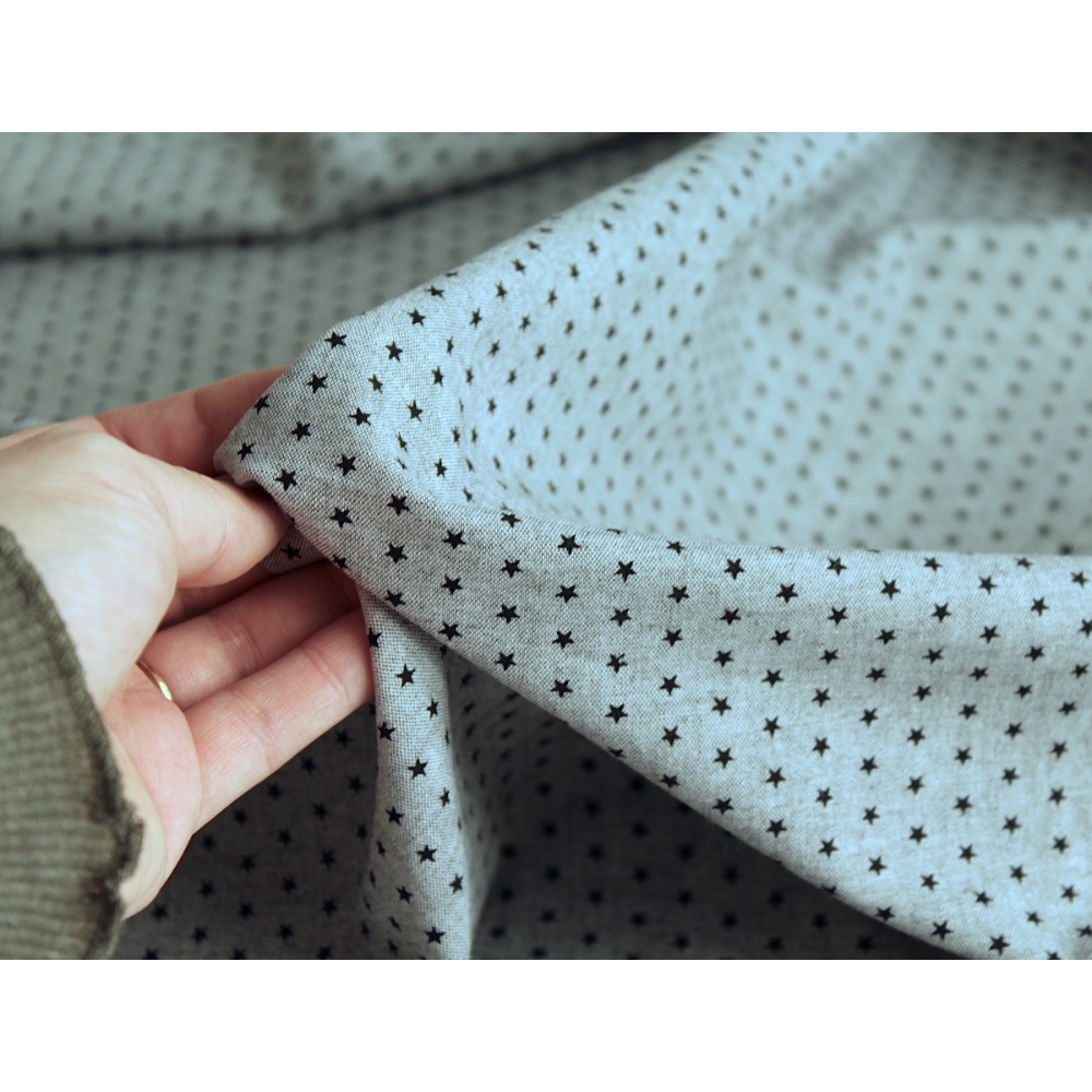 Chambray coton coloris gris chiné à motif étoiles Batikou - 2