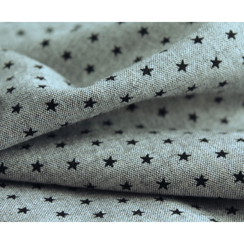 Chambray coton coloris gris chiné à motif étoiles Batikou - 4