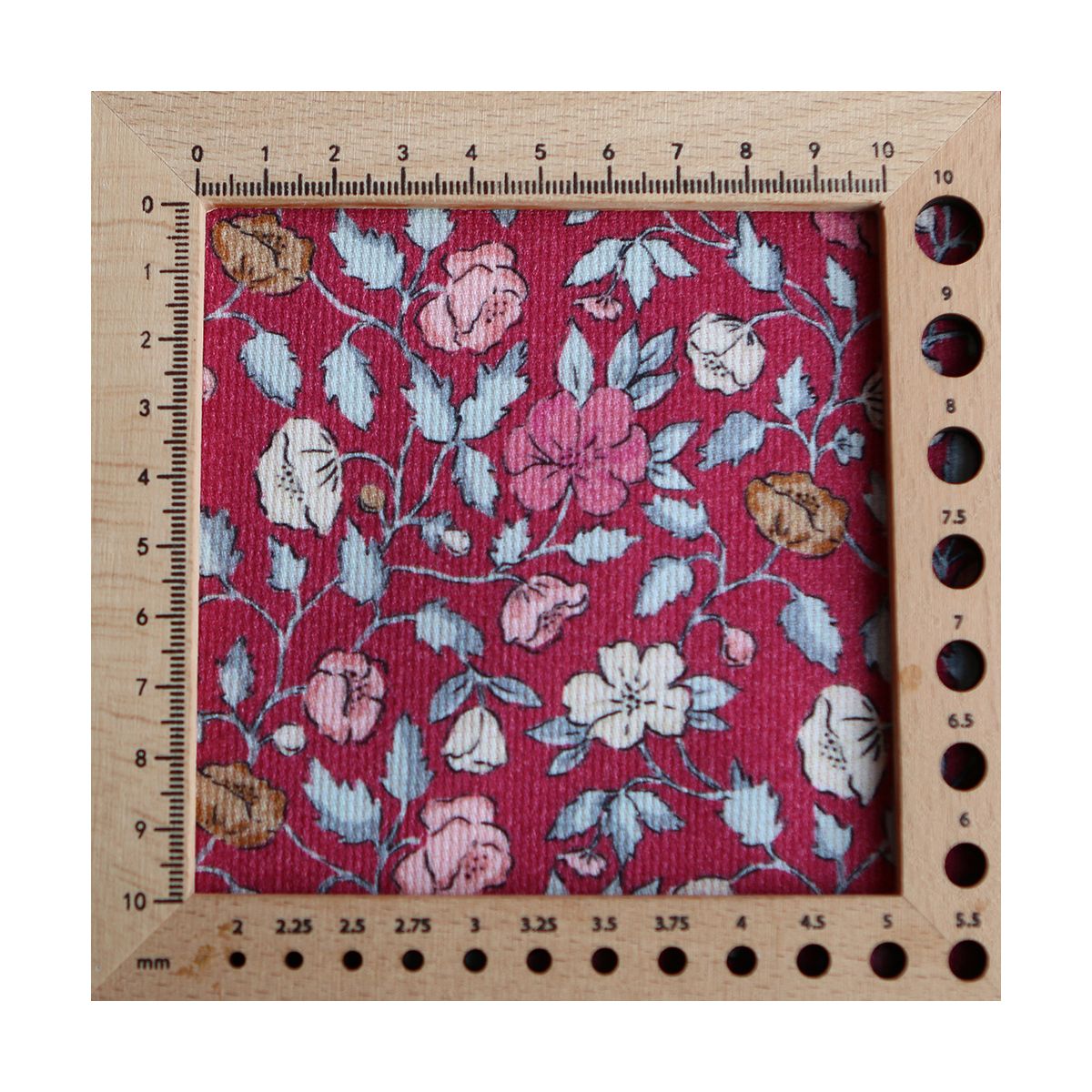 Amelia - Velours milleraies coton organique imprimé fleuri framboise