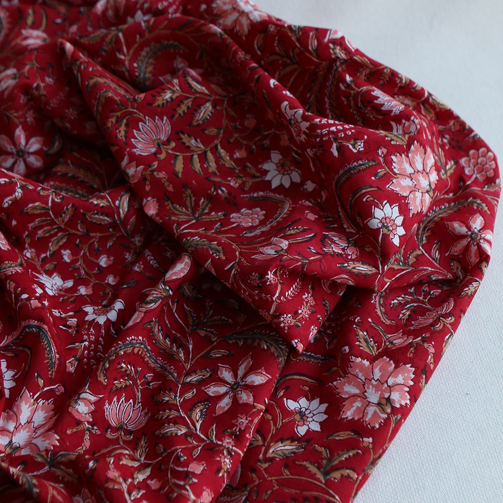 Chandra - Tissu indien en coton imprimé main Hand Block Artisanal