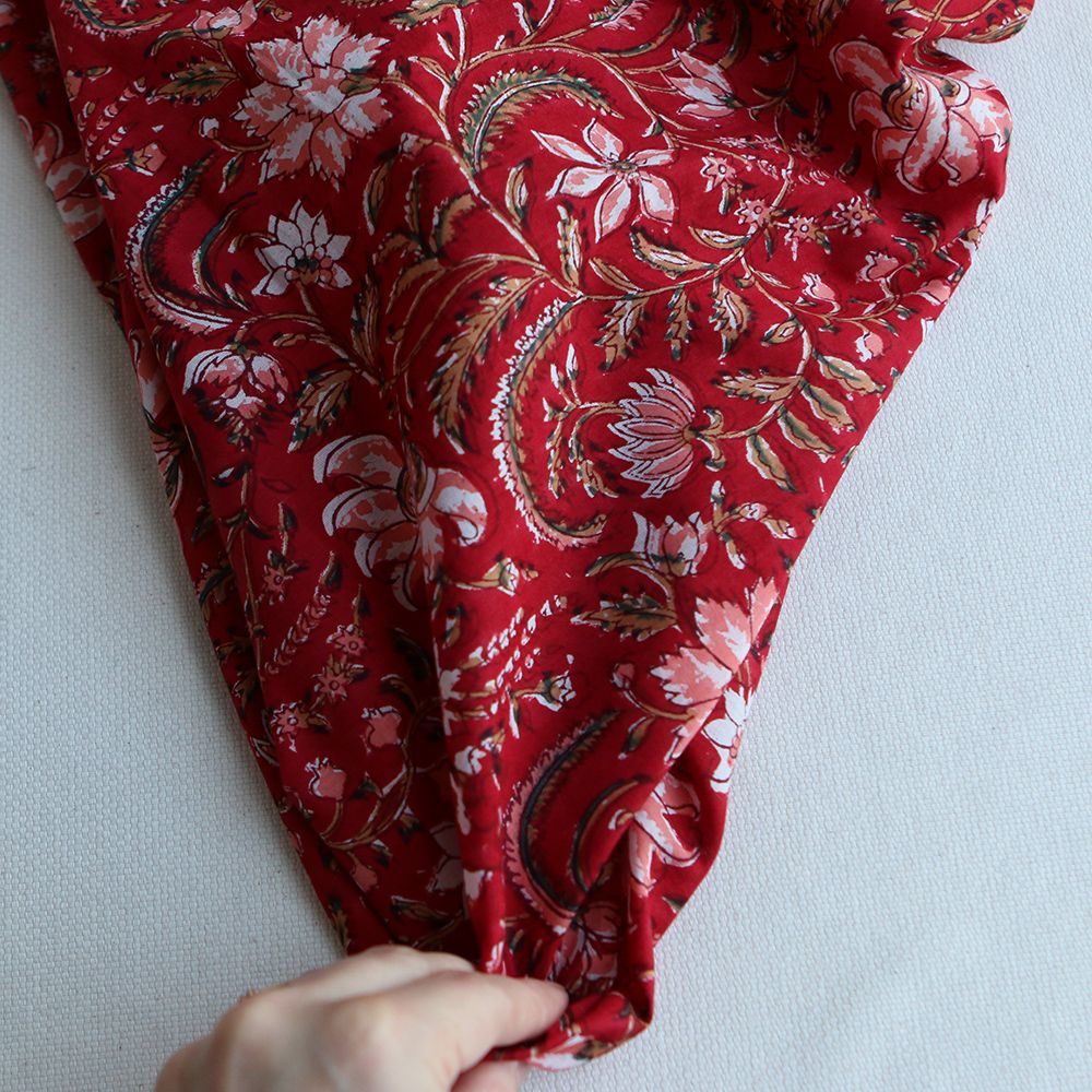 Chandra - Tissu indien en coton imprimé main Hand Block Artisanal