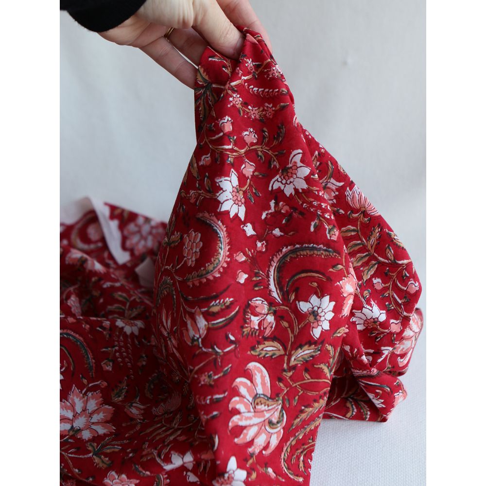 Chandra - Tissu indien en coton imprimé main Hand Block Artisanal