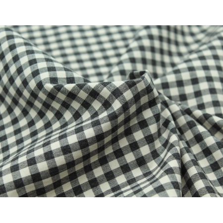 Coton vichy chiné écru carreaux 5mm Coton vichy chiné écru carreaux 5mm