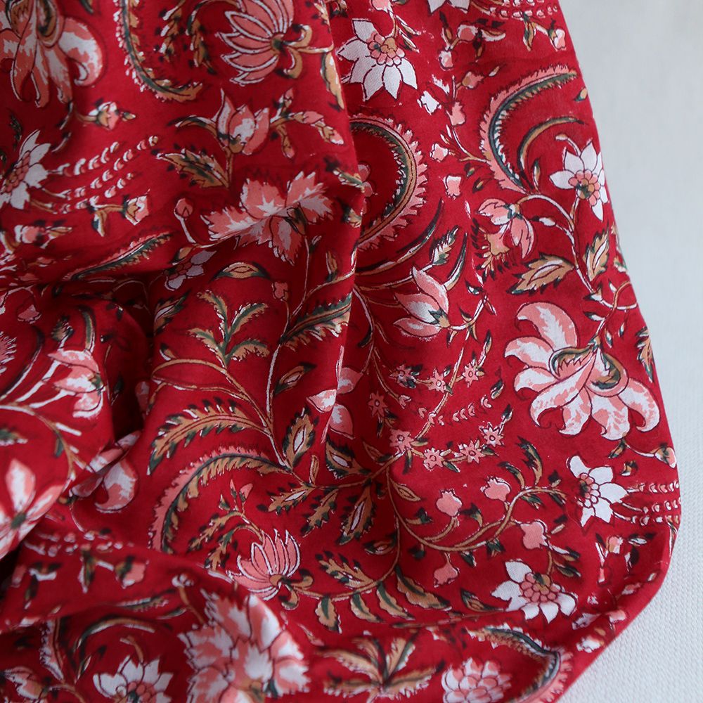 Chandra - Tissu indien en coton imprimé main Hand Block Artisanal