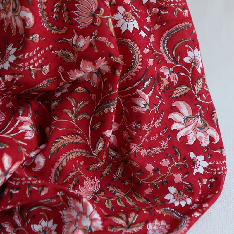 Chandra - Tissu indien en coton imprimé main Hand Block Artisanal