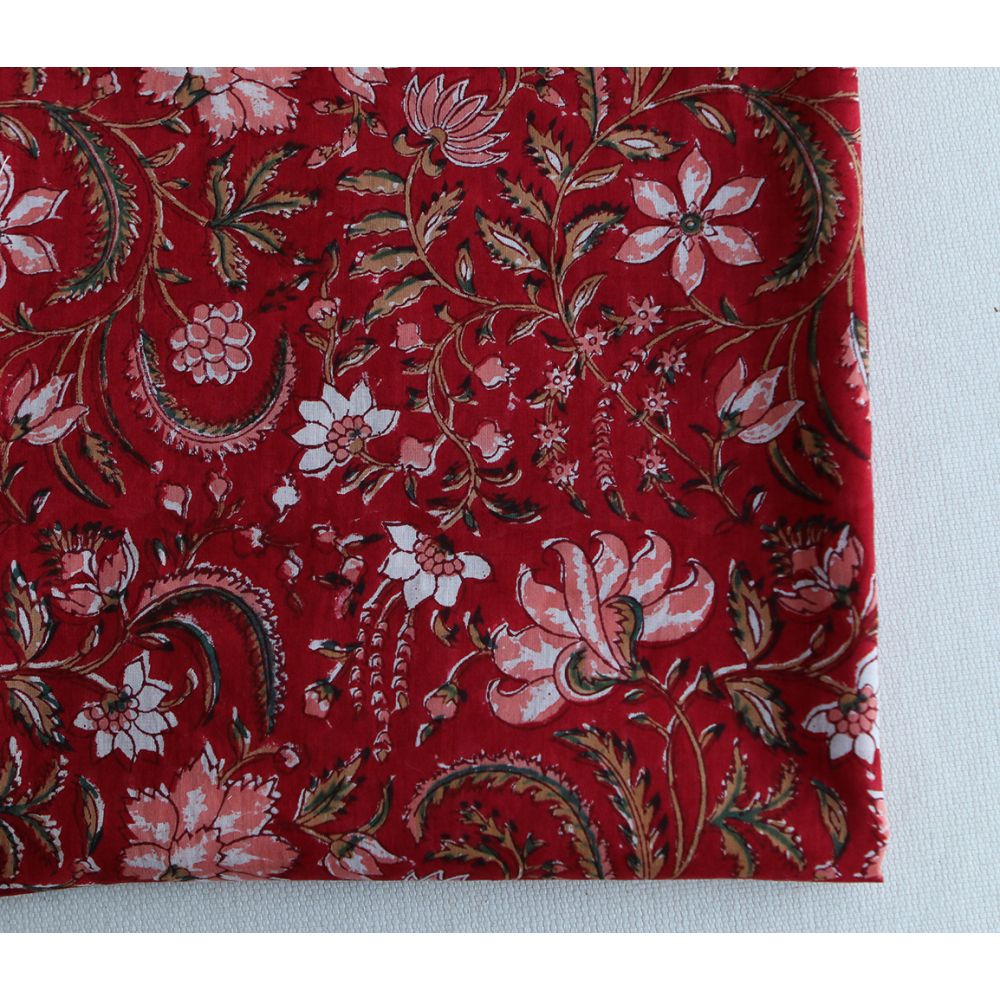 Chandra - Tissu indien en coton imprimé main Hand Block Artisanal