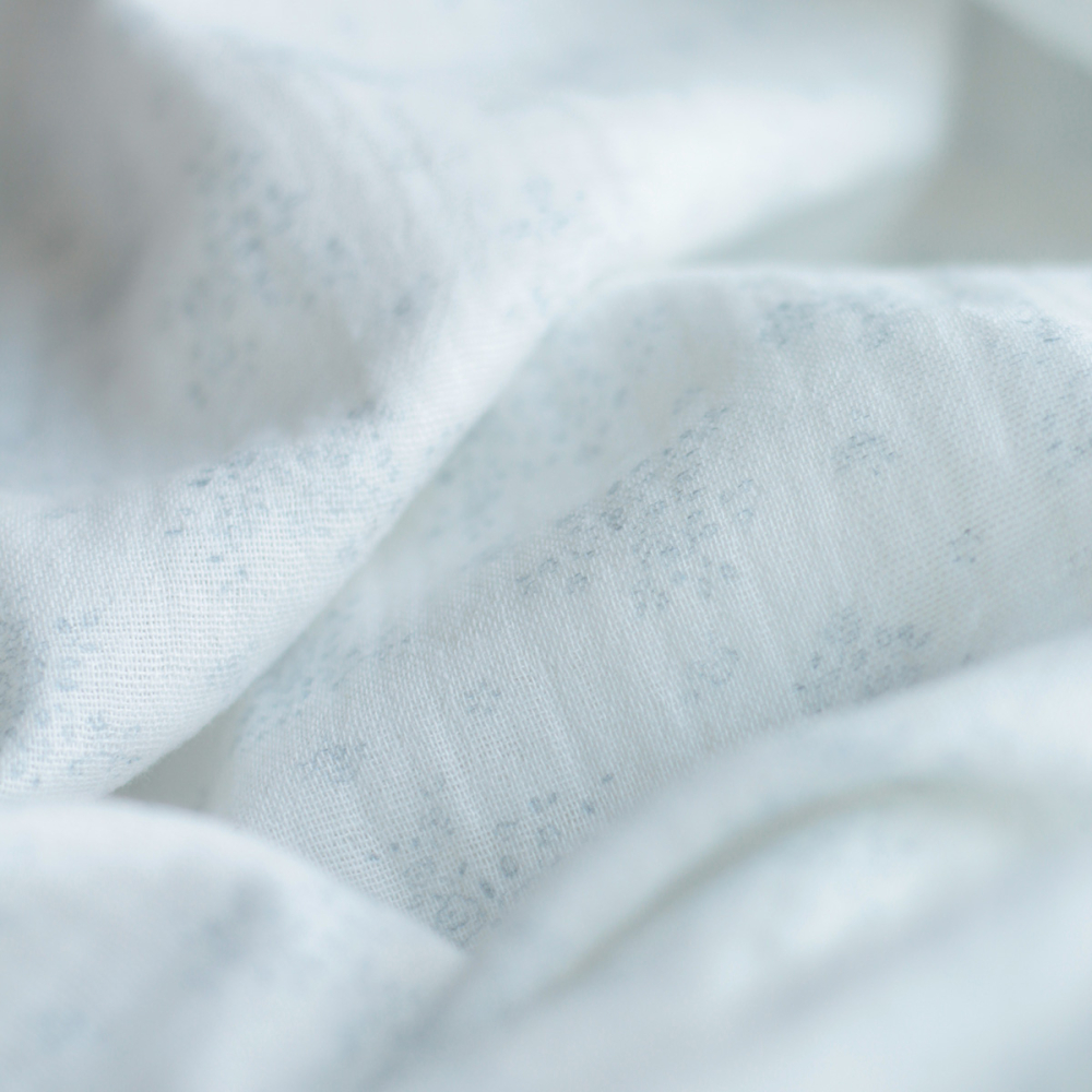 copy of Clémence - Double gaze de coton BIO blanc motif fleuri rose