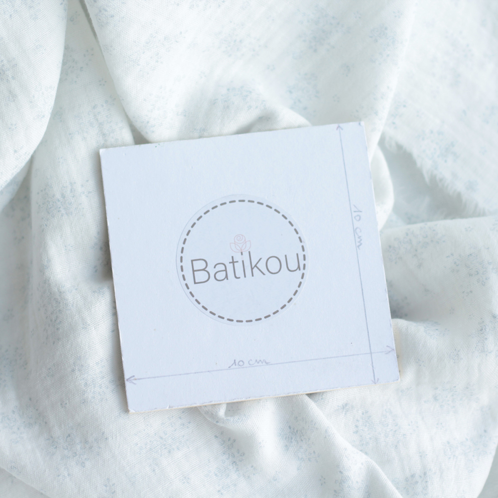 copy of Clémence - Double gaze de coton BIO blanc motif fleuri rose