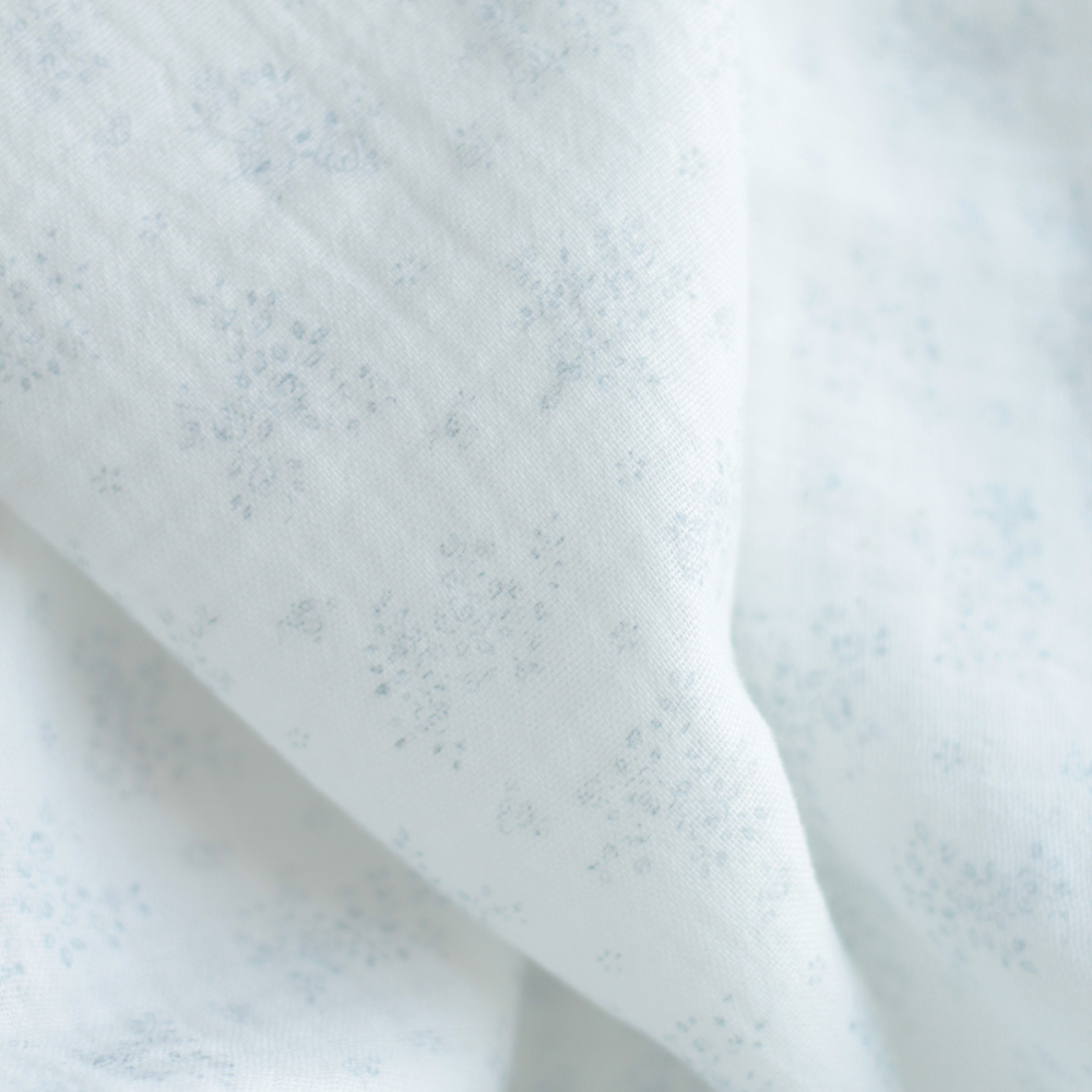 copy of Clémence - Double gaze de coton BIO blanc motif fleuri rose