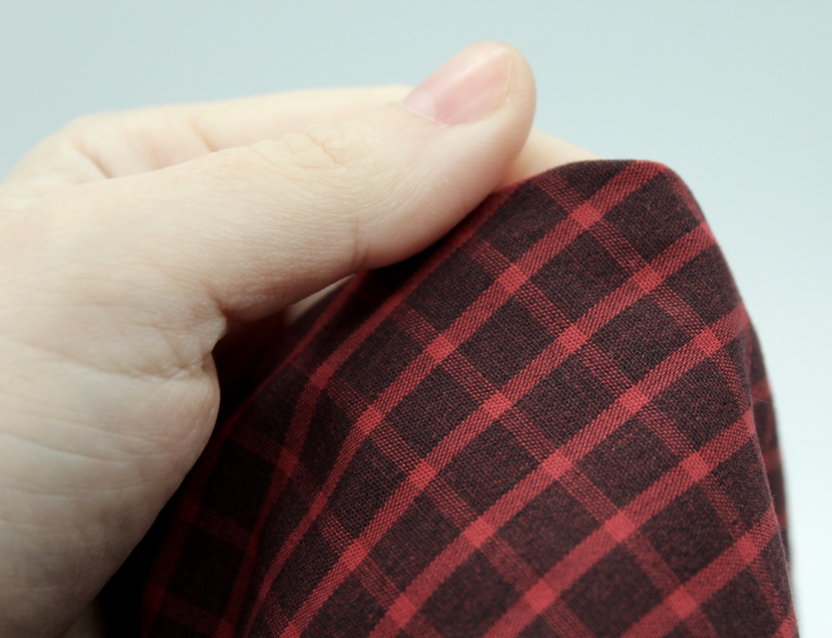 Popeline de coton tissé carreaux lie de vin chiné