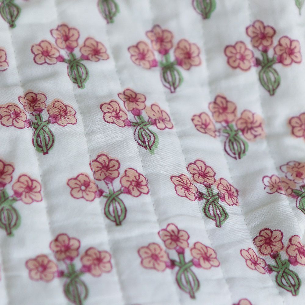 Jasmin - Tissu indien matelassé double face coton hand block largeur 100cm