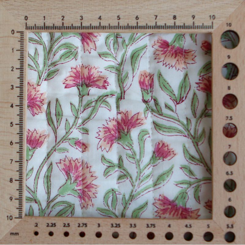 Jasmin - Tissu indien matelassé double face coton hand block largeur 100cm