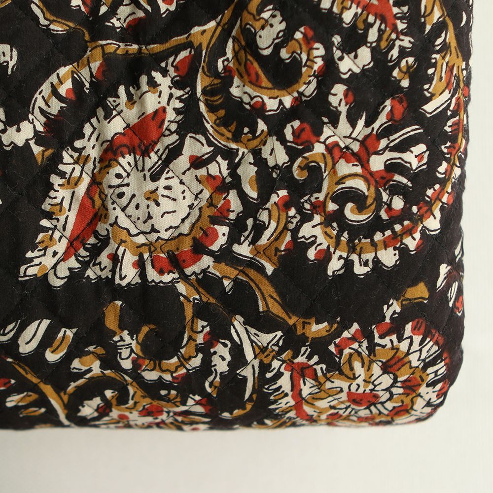 Kajal - Tissu indien matelassé double face coton hand block teal largeur 100cm