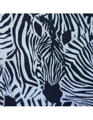 Zebra - Viscose imprimé fleuri graphique zèbres noir et blanc