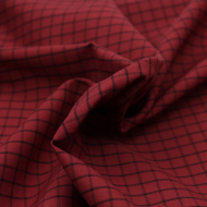 Popeline de coton tissé carreaux bordeaux chiné