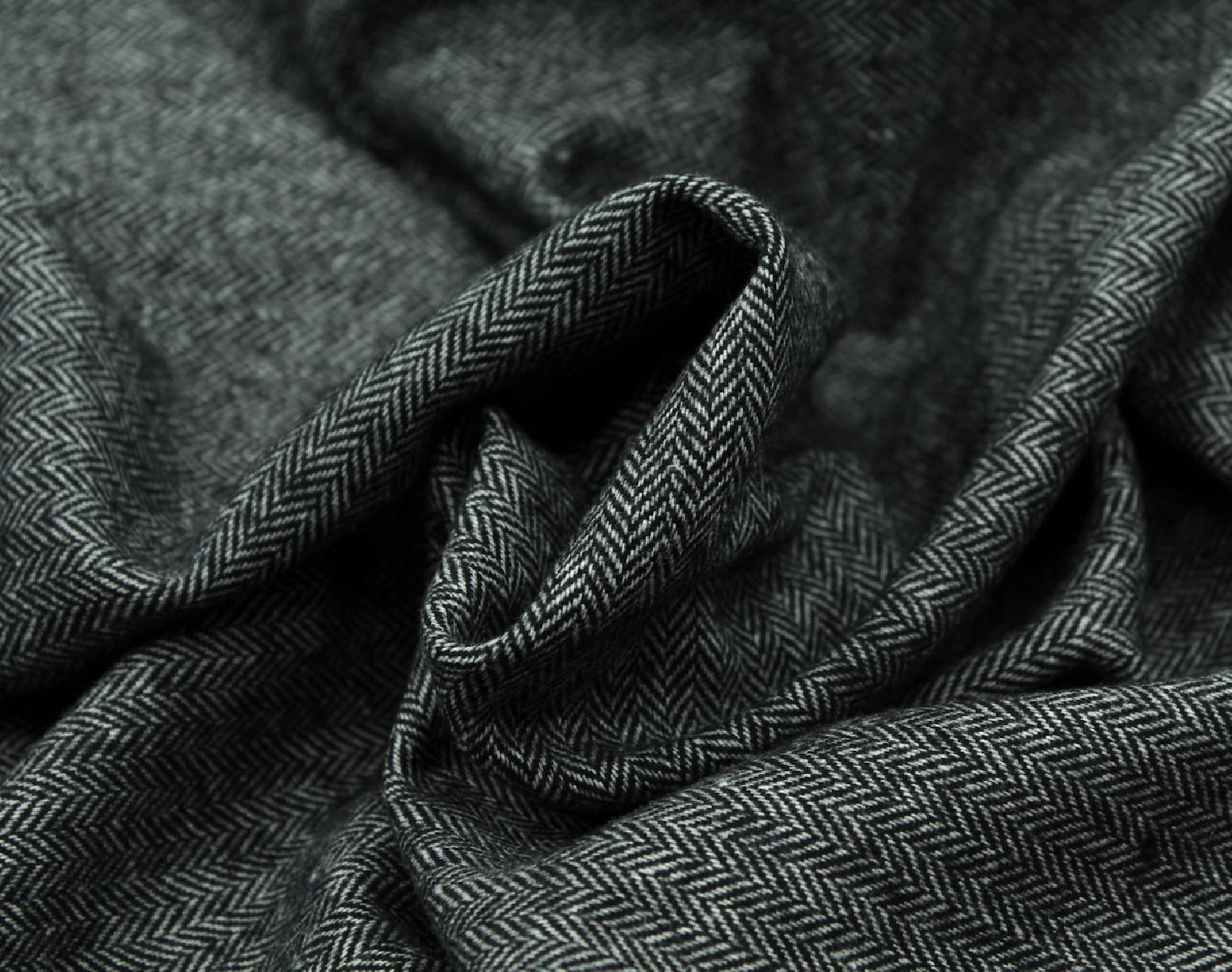 Tissu chevrons texturé coton / laine coloris noir Batikou - 4