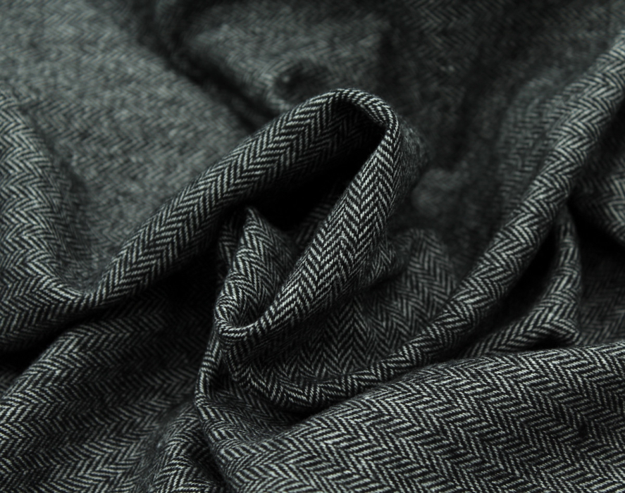 Tissu chevrons texturé coton / laine coloris noir Batikou - 4