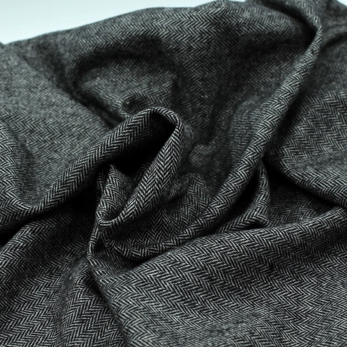 Tissu chevrons texturé coton / laine coloris noir Batikou - 1