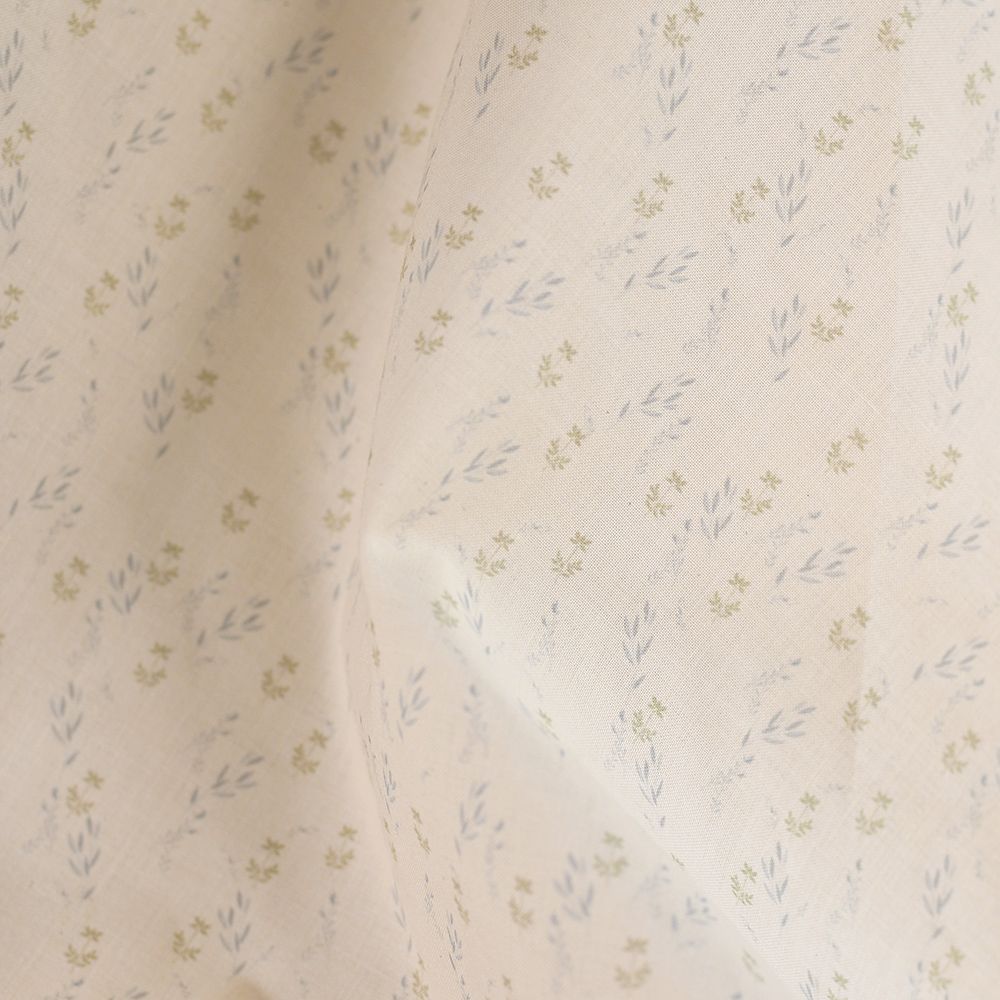 Holly - Popeline douce coton organique fond ivoire fleurs légères