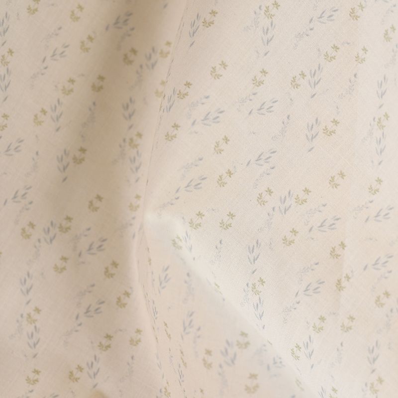 Holly - Popeline douce coton organique fond ivoire fleurs légères