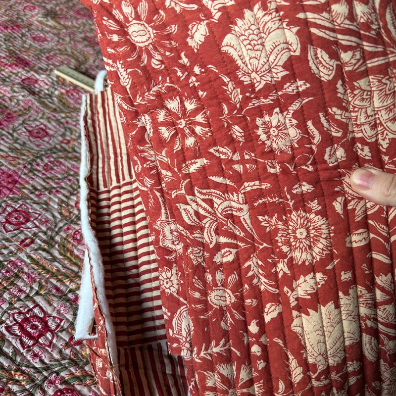 Tomette - Tissu indien matelassé double face coton hand block largeur 100cm