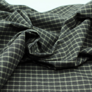 Popeline de coton tissé carreaux kaki chiné