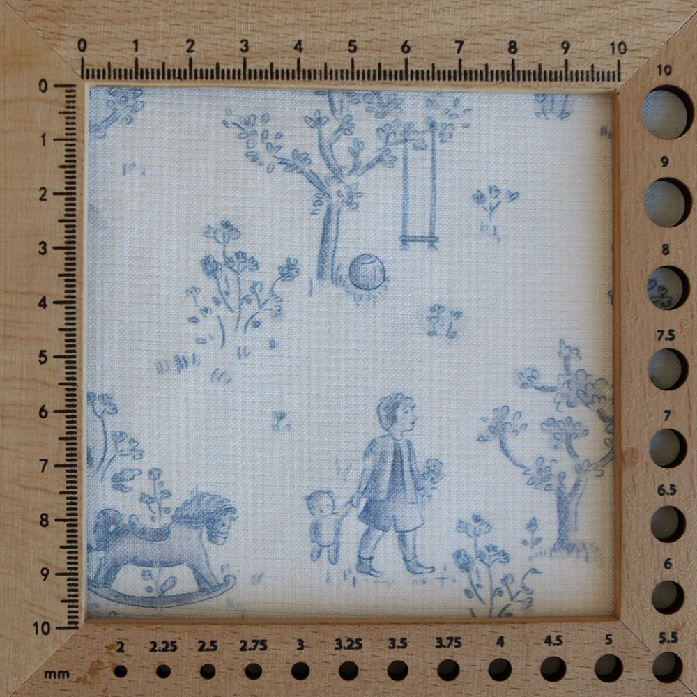 Maria - Tissu coton texturé version toile de jouy bleu