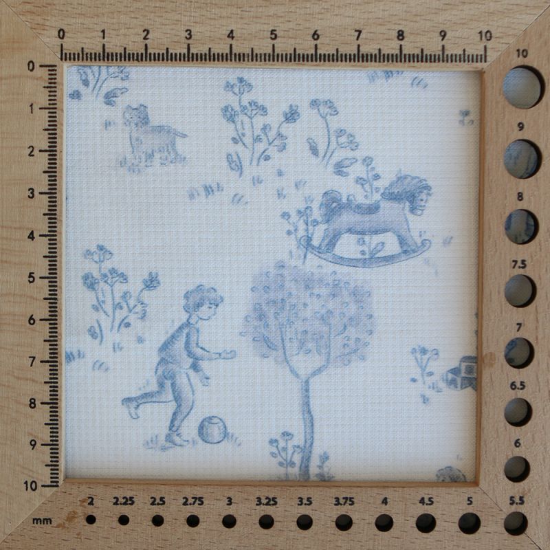 Maria - Tissu coton texturé version toile de jouy bleu