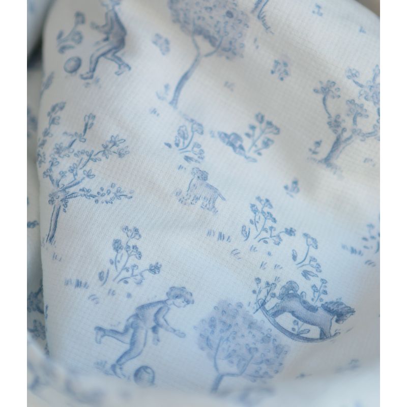 Maria - Tissu coton texturé version toile de jouy bleu