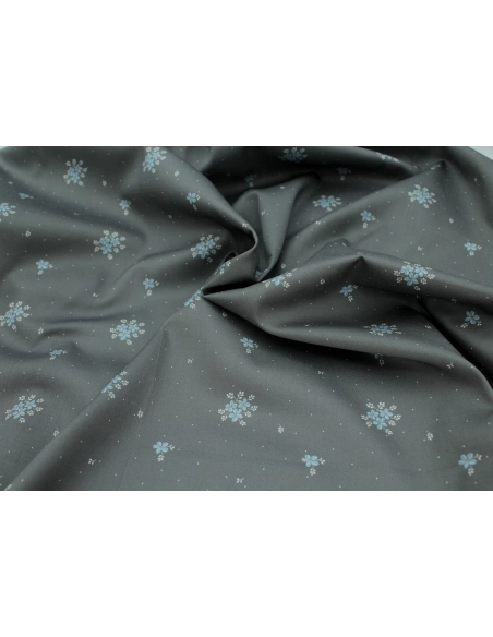 Coton satiné motif Beth exclusif Batikou fond pois gris étain x1m