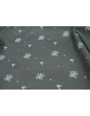 Coton satiné motif Beth exclusif Batikou fond pois gris étain x1m