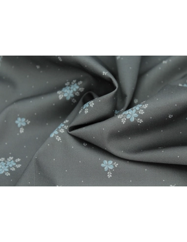 Coton satiné motif Beth exclusif Batikou fond pois gris étain x1m