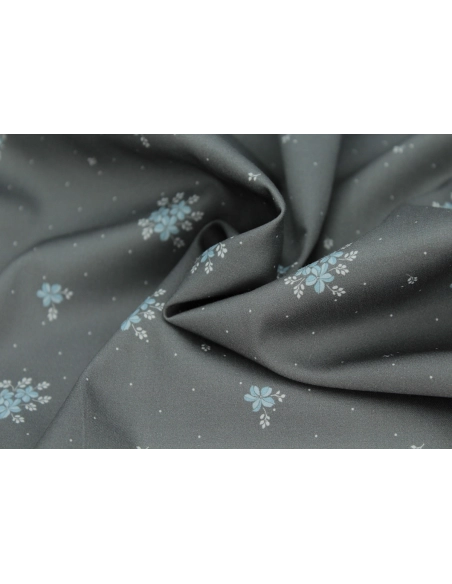 Coton satiné motif Beth exclusif Batikou fond pois gris étain x1m