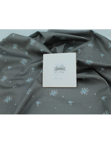 Coton satiné motif Beth exclusif Batikou fond pois gris étain x1m