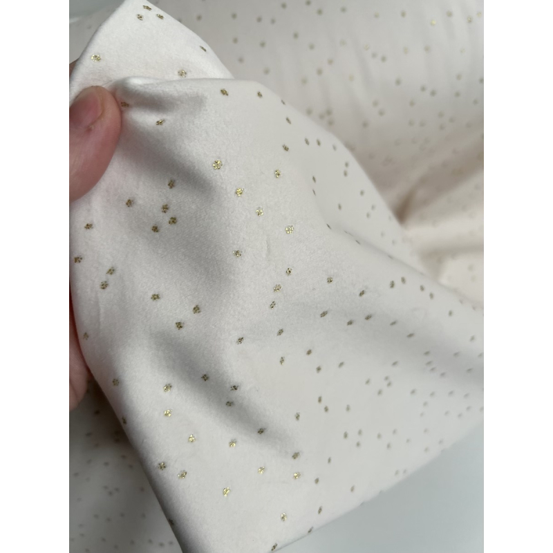 Line - Velours ras fluide coloris crème nuée de pois dorés Batikou - 2