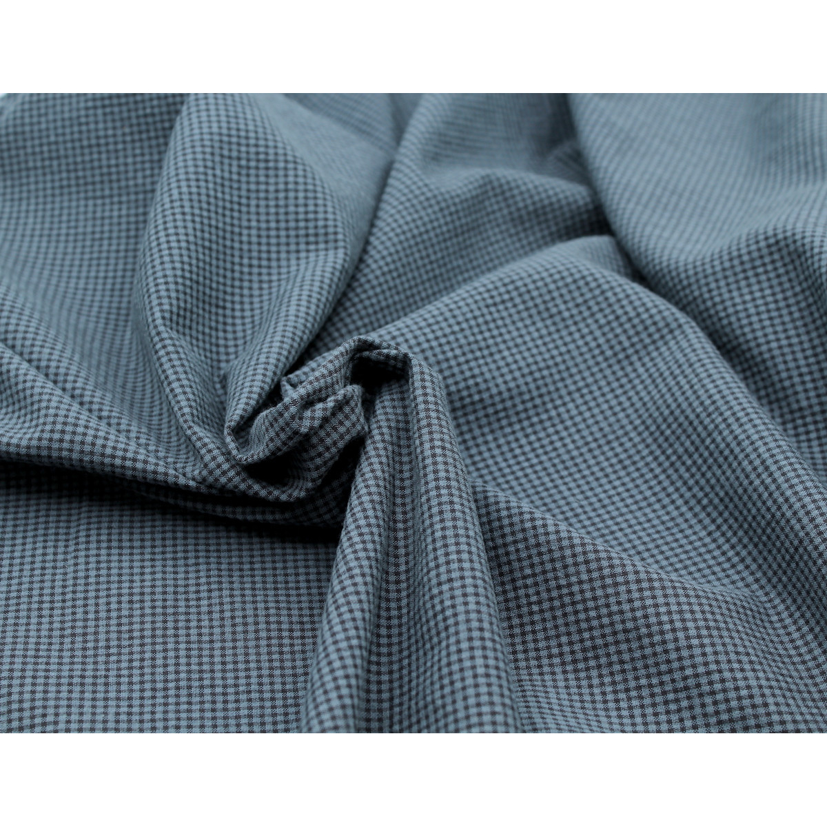 Seersucker / Coton gaufré vichy bleu jean Seersucker / Coton gaufré vichy bleu jean