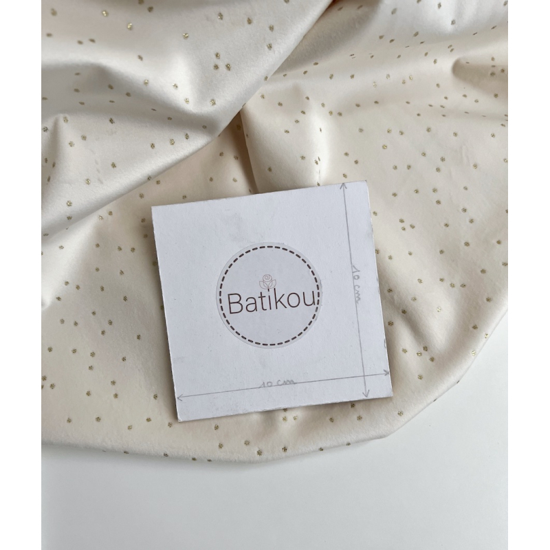 Line - Velours ras fluide coloris crème nuée de pois dorés Batikou - 3