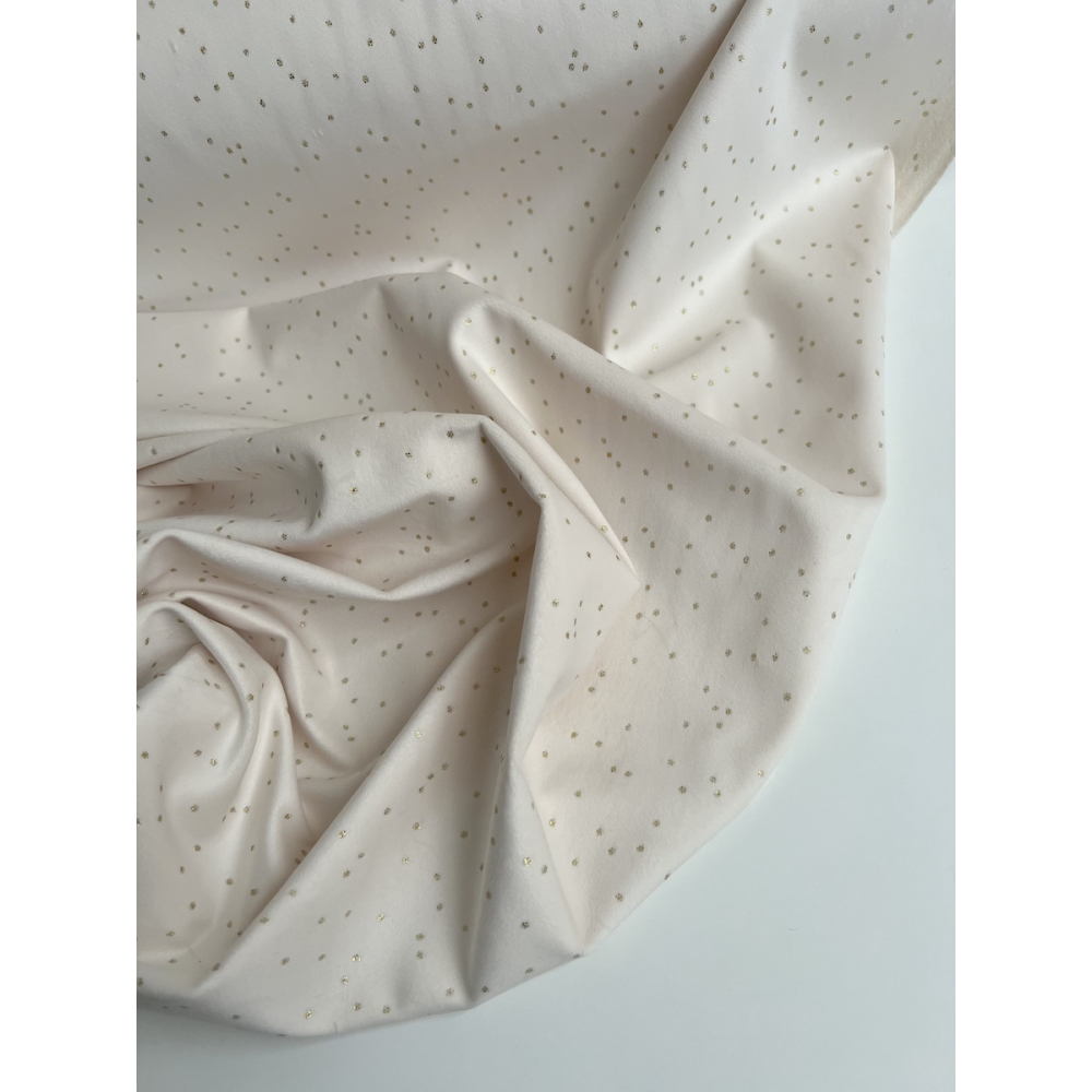 Line - Velours ras fluide coloris crème nuée de pois dorés Batikou - 4
