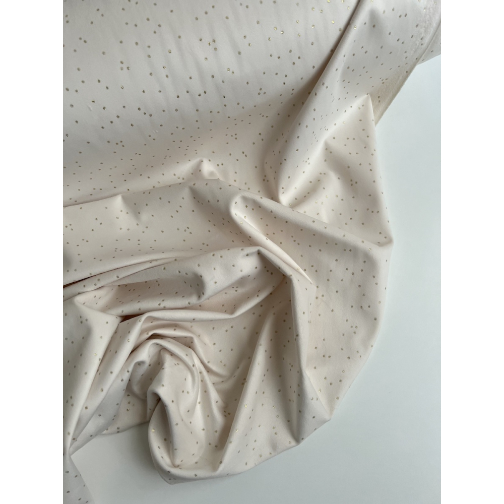 Line - Velours ras fluide coloris crème nuée de pois dorés Batikou - 5