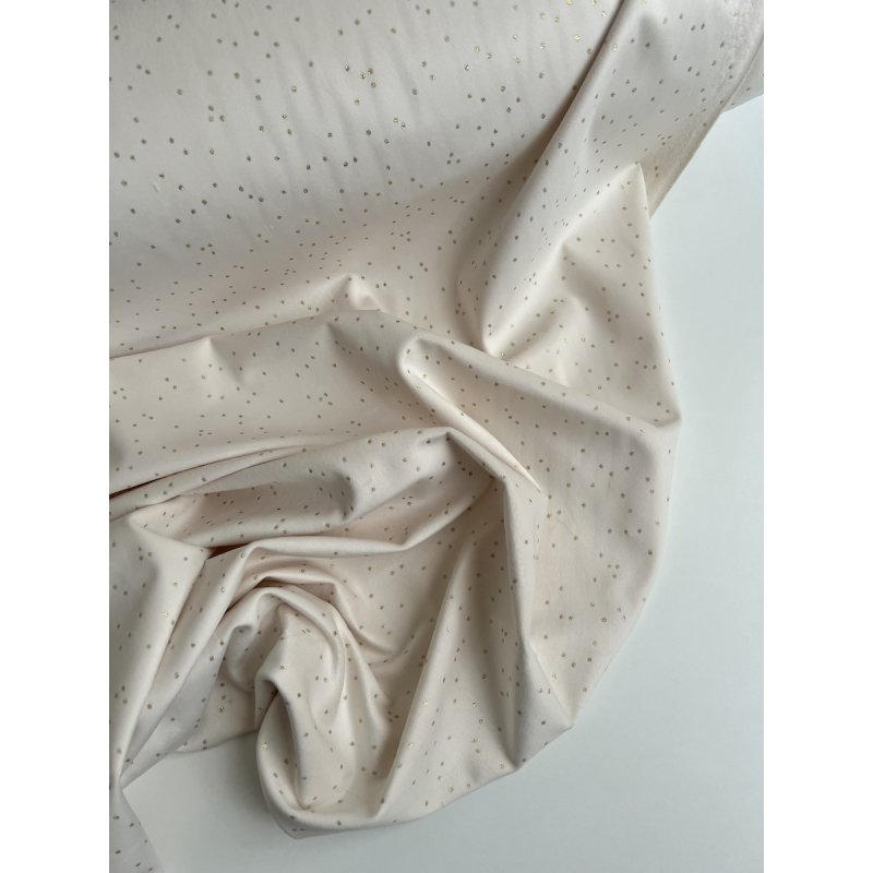 Line - Velours ras fluide coloris crème nuée de pois dorés Batikou - 5