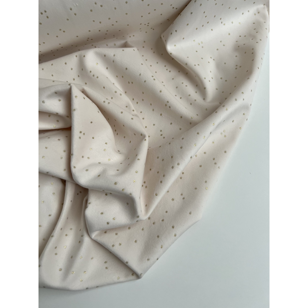 Line - Velours ras fluide coloris crème nuée de pois dorés Batikou - 6