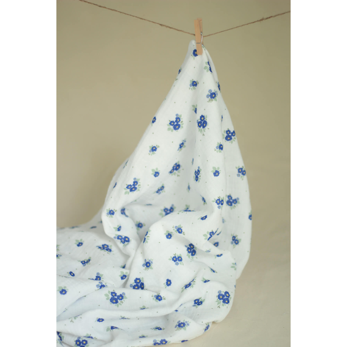 copy of ROZEN - Double gaze de coton BIO blanc motif exclusif